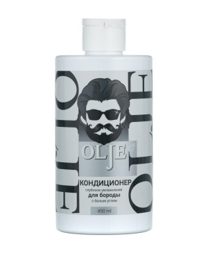 OLJE. Мужской кондиционер для волос и бороды с белым углем, 450 мл